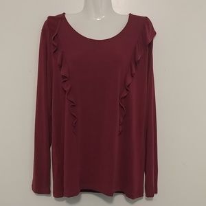 Soaked in Luxury Babette ruffled burgundy top (XXL)